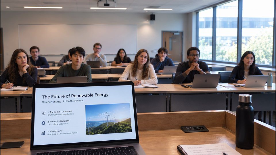 Students listening in a seminar room